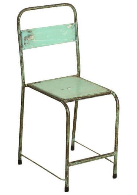 Silla de metal vintage turquesa claro