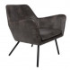 ALABAMA - Fauteuil de salon aspect cuir vintage noir