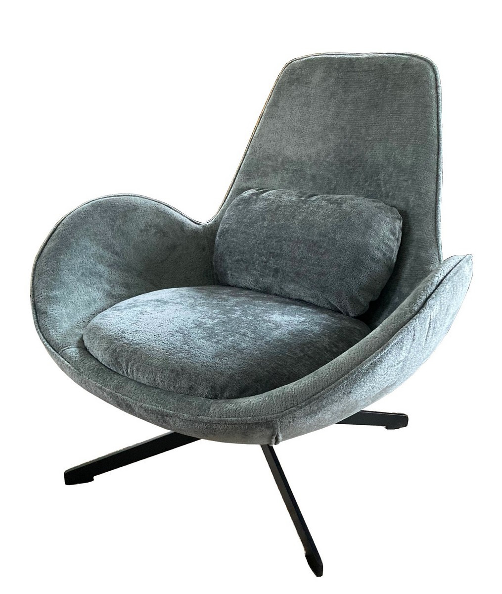 SPACE - Contemporary armchair in turquoise velvet