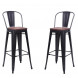 NEVADA - 2 Chaises de bar en acier gris et bois foncé