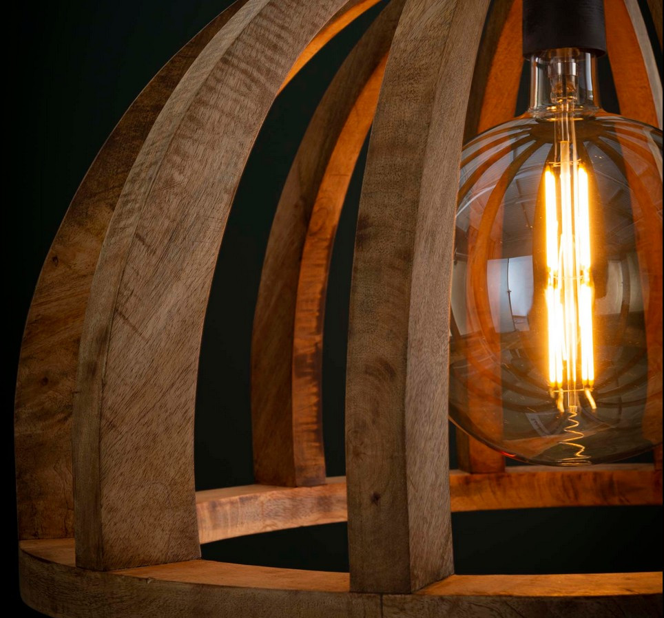 Lampada a sospensione in legno naturale