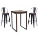 NEVADA - Heigh square dining set steel/solid wood