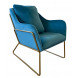GOLDEN - Cozy blue velvet and gold metal armchair