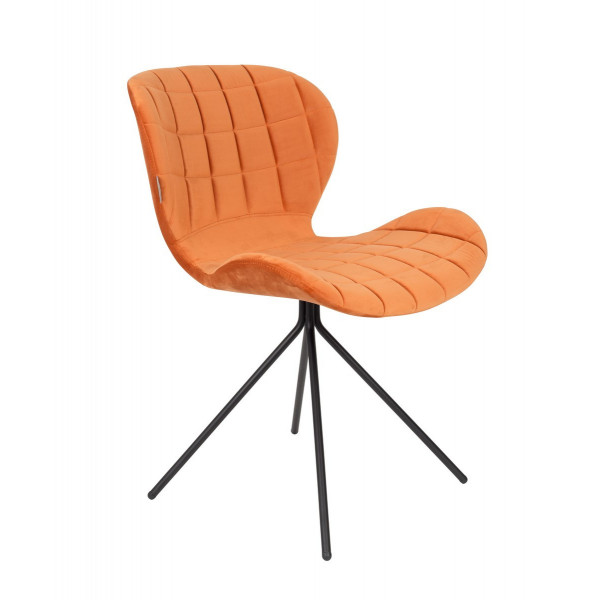 Orange velvet design dining chair