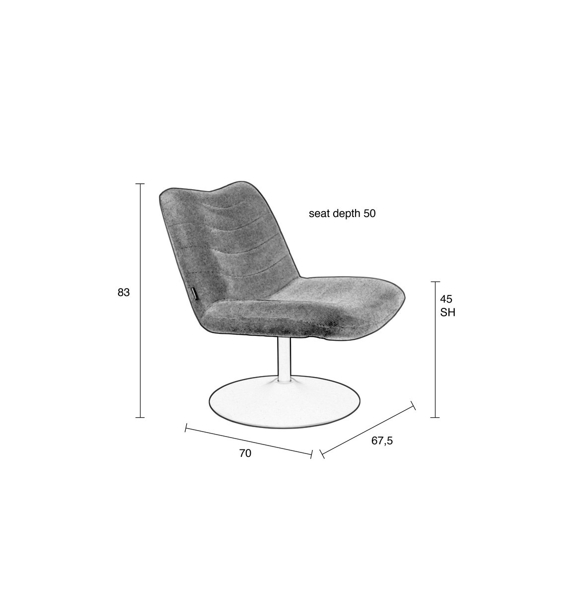 Fauteuil Bubba dimensions