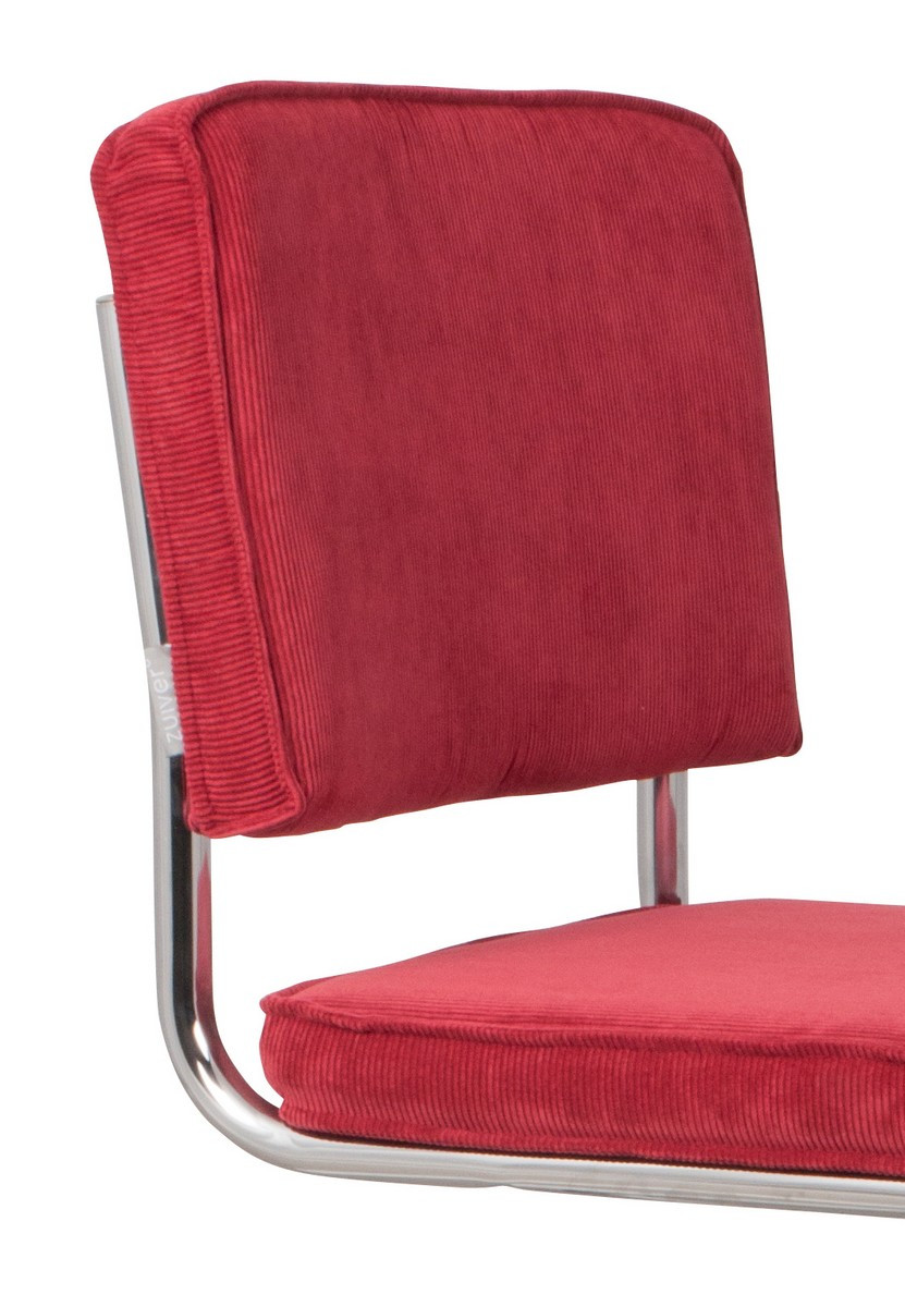 Chaise Ridge en velours rouge