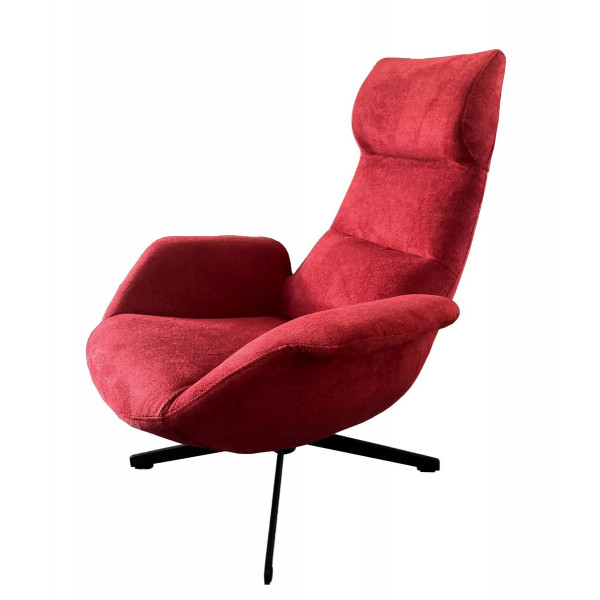 Fauteuil rotatif velours rouge