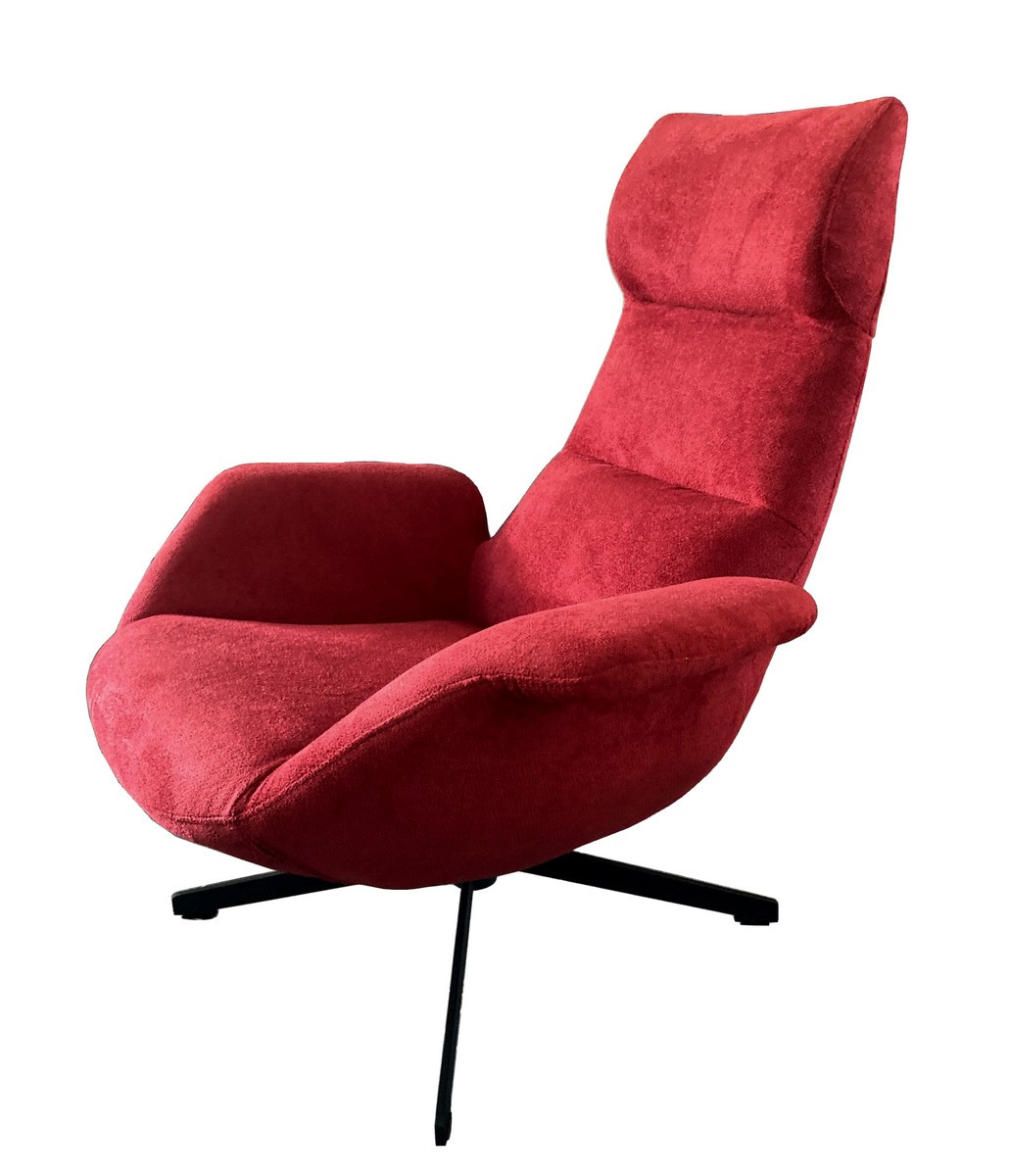 Fauteuil rotatif velours rouge