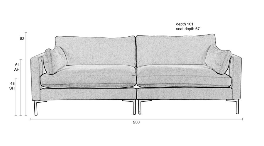 Summer Sofa by Zuiver 3 seats-size