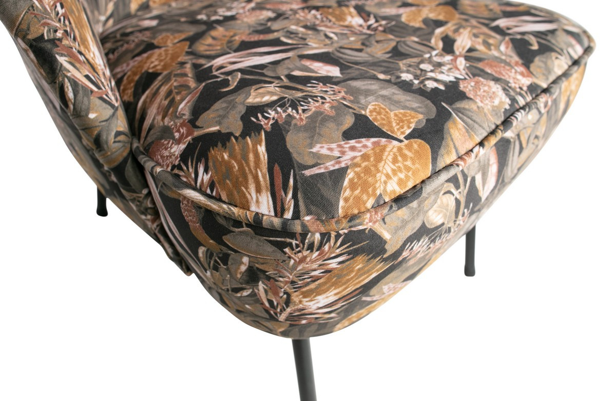 Fauteuil tissu motifs fleurs noir