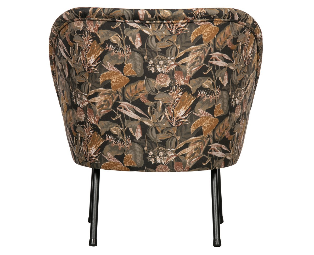 Fauteuil vogue motifs fleurs noir