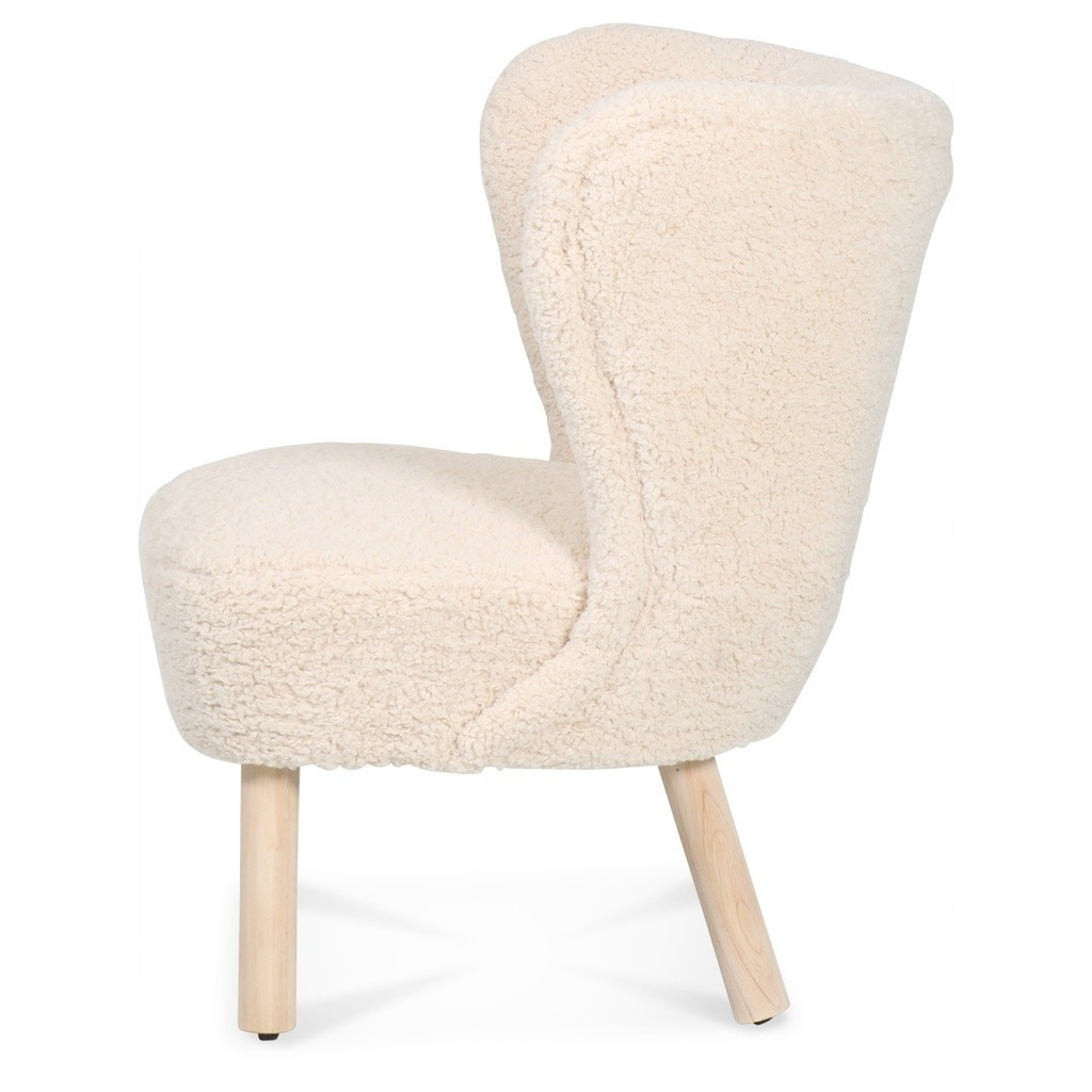 JAZZ - Fauteuil fourrure boucle mouton blanc