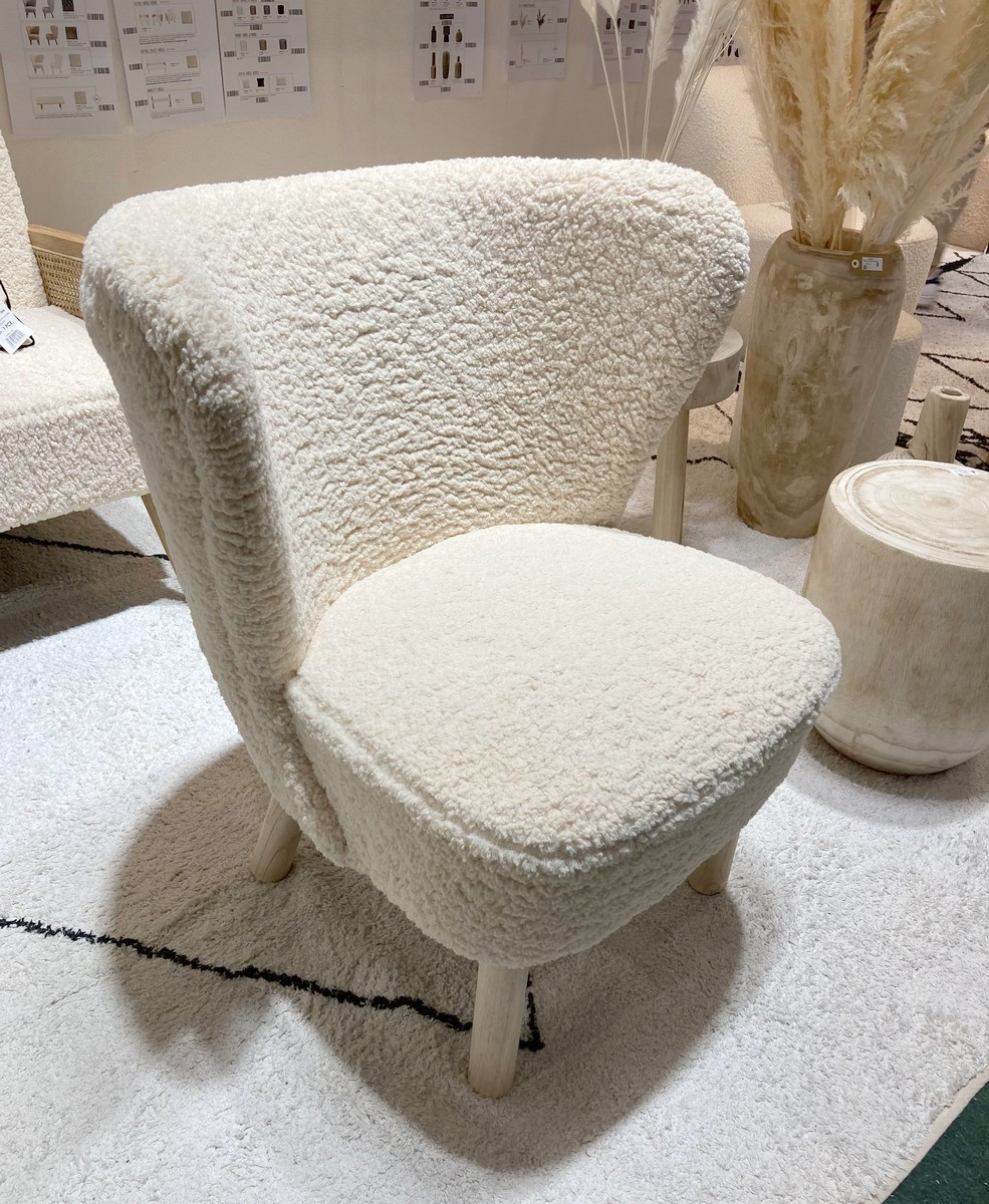 JAZZ - Fauteuil doudou boucle mouton blanc