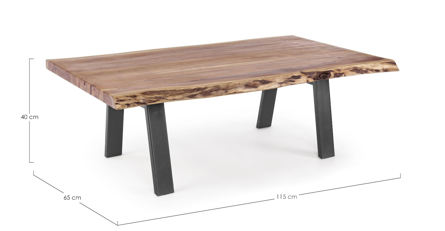 ROBIN - Mesa baja de madera marrón dimensiones