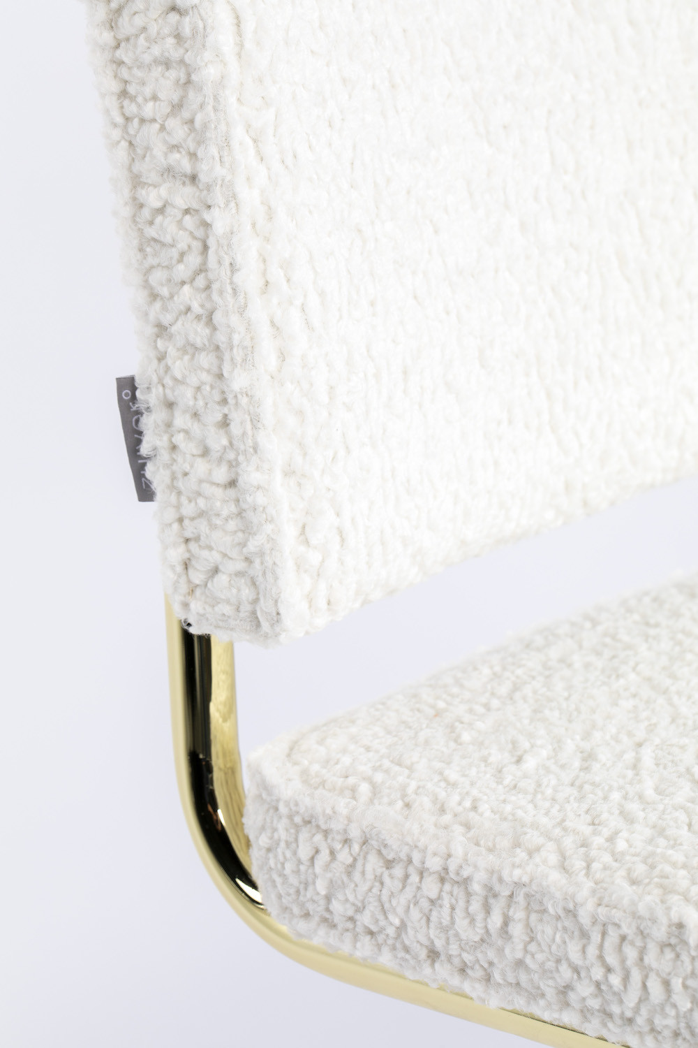 TEDDY - Chaise en tissu doudou blanc zoom tissu