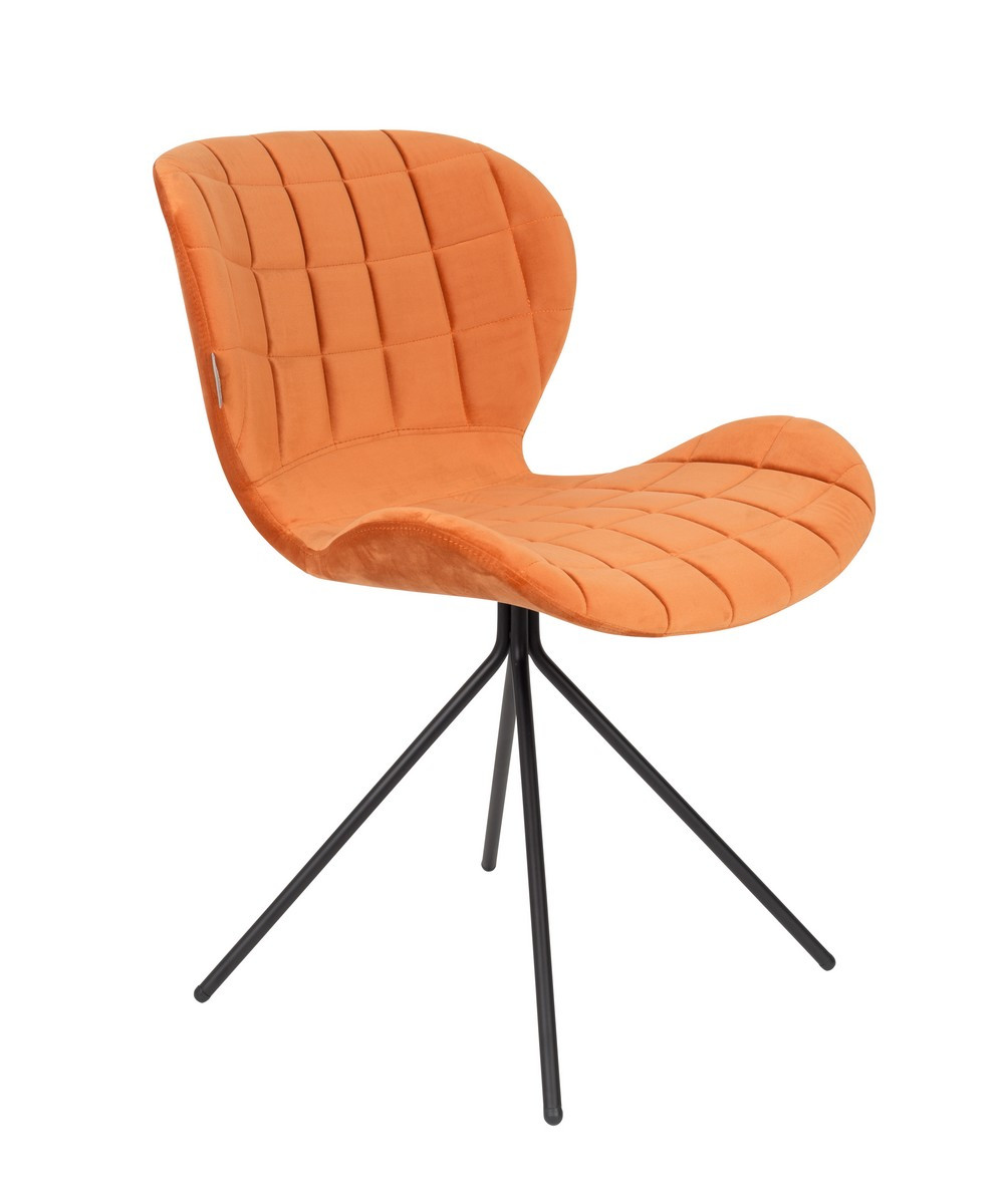 Chaise de repas en velours orange 