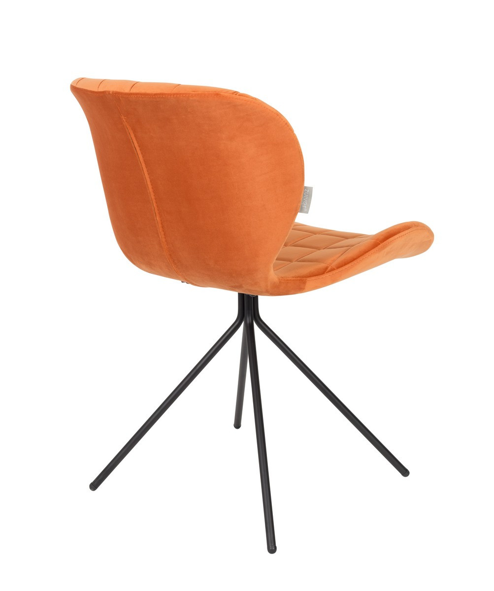 Chaise en velours orange Zuiver