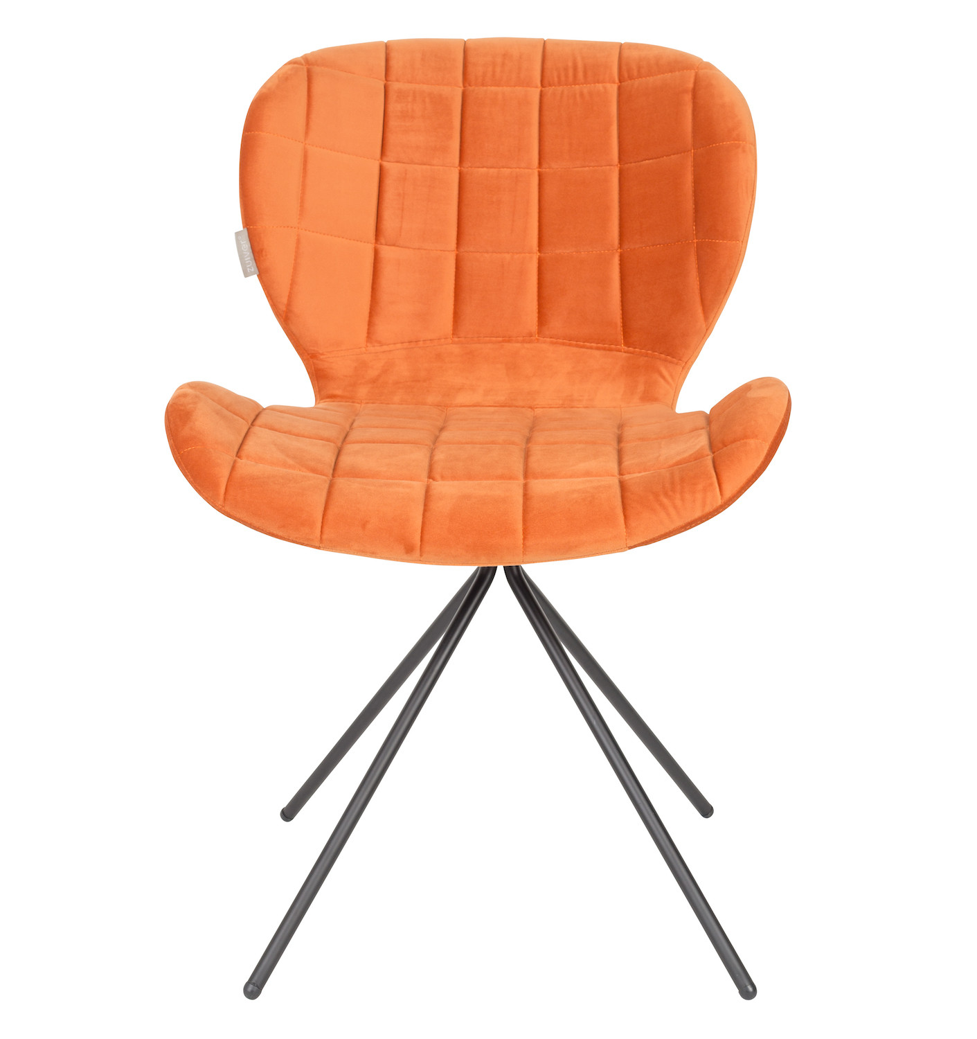 Chaise de repas en velours orange 