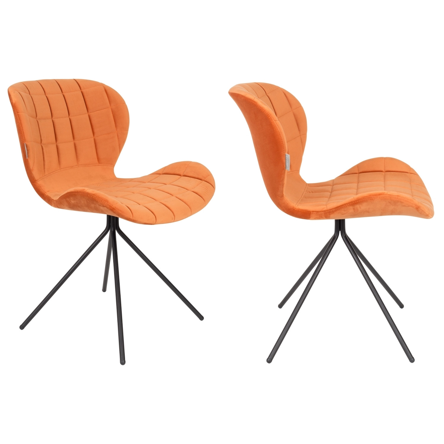 Chaise de repas en velours orange 