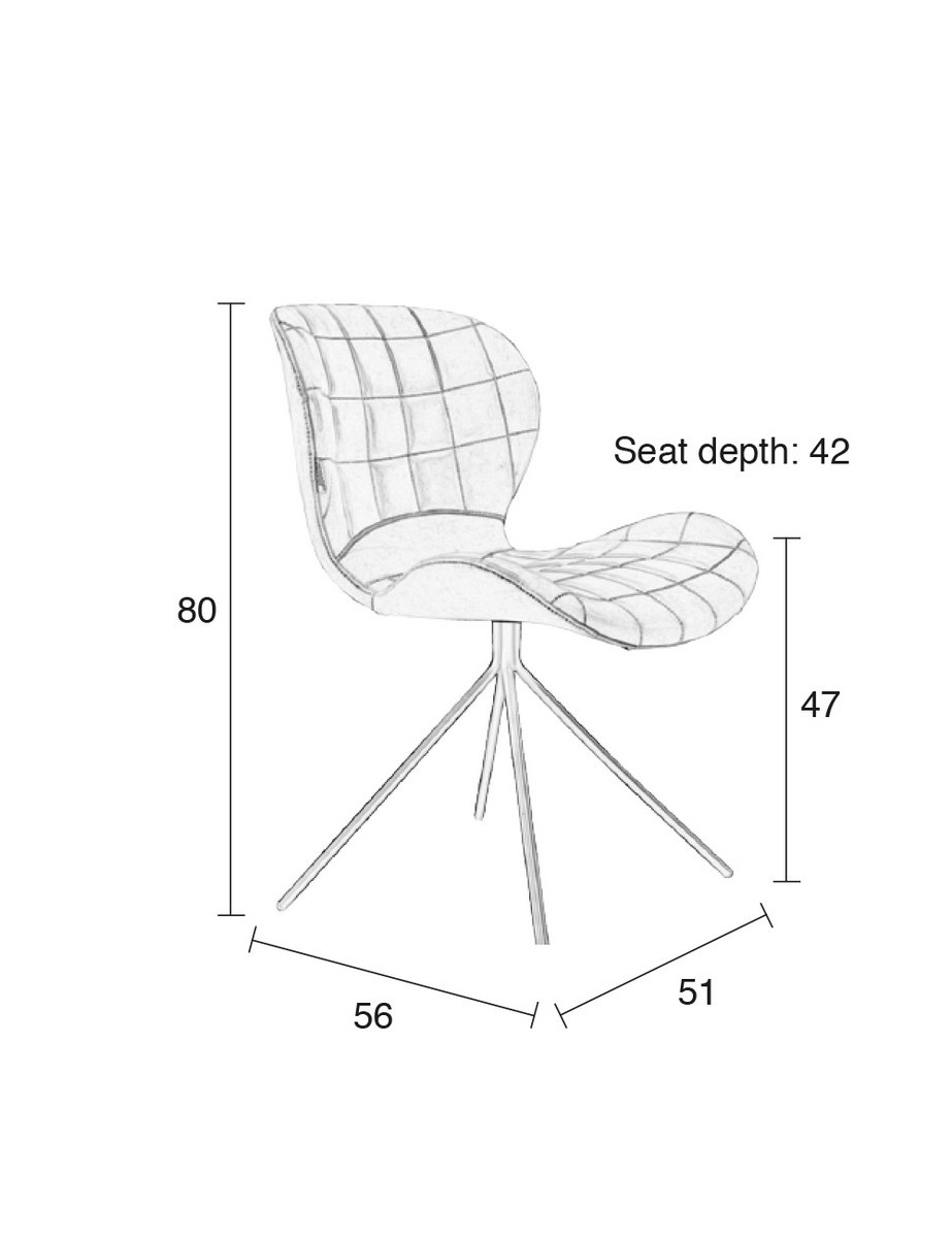 Chaise design OMG tissu gris-dimensions