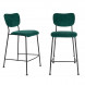 BENSON - 2 green velvet counter stools