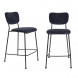 BENSON - 2 blue velvet counter stools