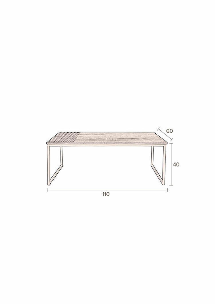 RANDI - Wood and iron coffee table L 110