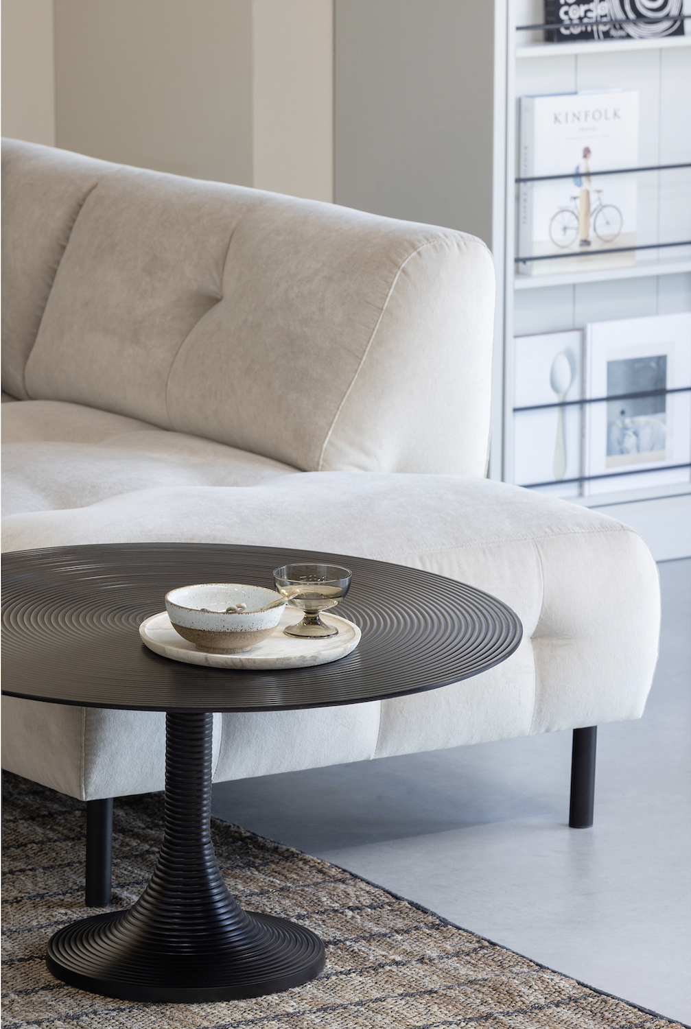 NANO - Round black aluminum living room table