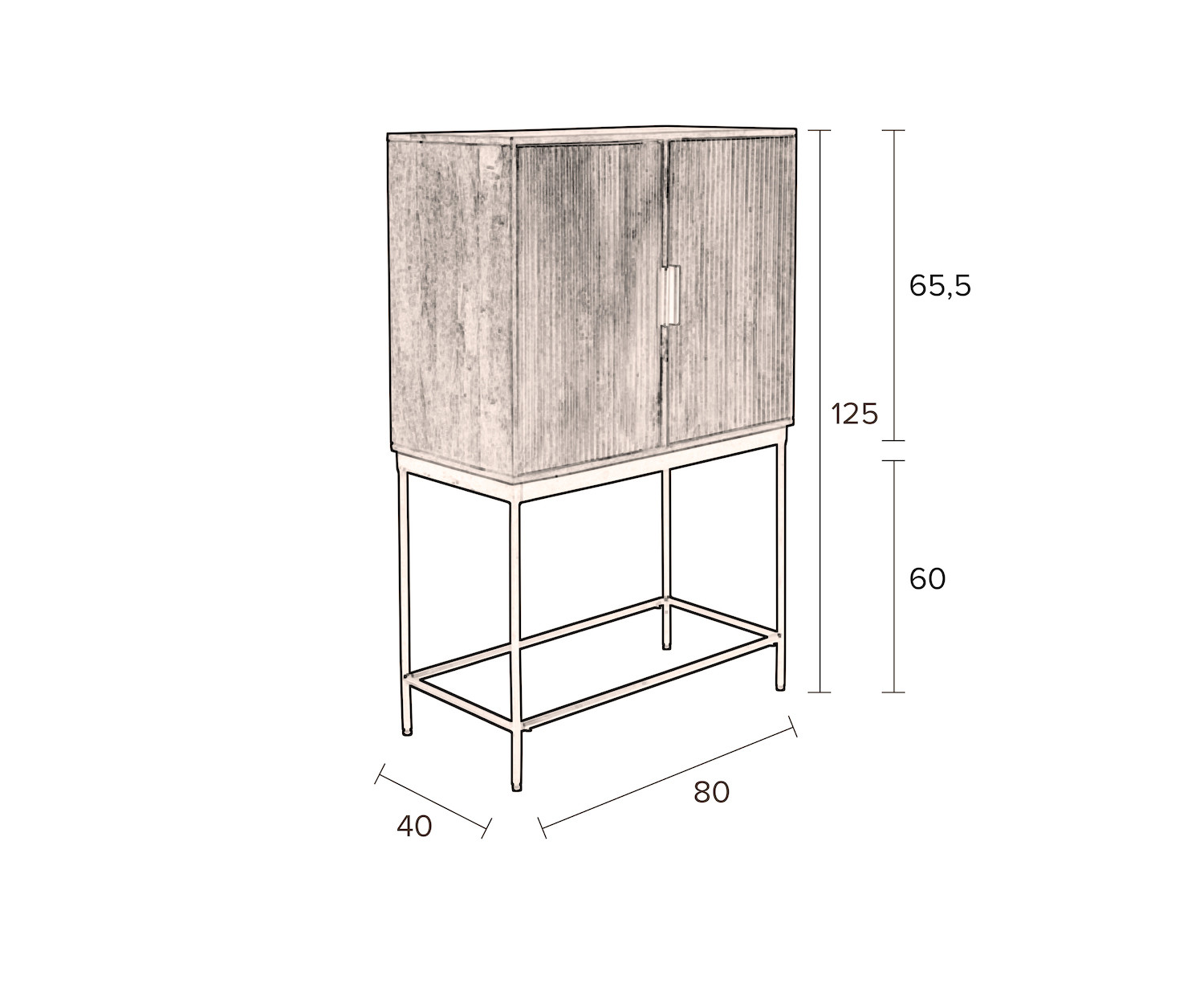 IRON - Wood and metal cabinet H160