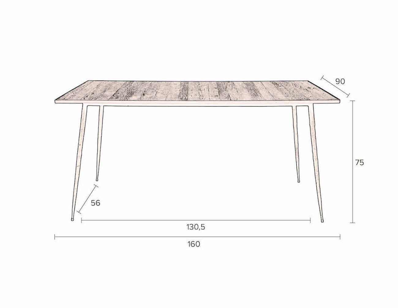 PEPPER  - Table repas bois et carbone L160