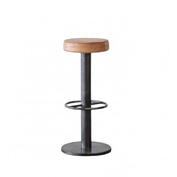 Steel and Leather Bar Stool 
