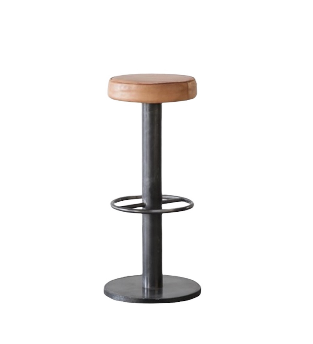 Steel and Leather Bar Stool