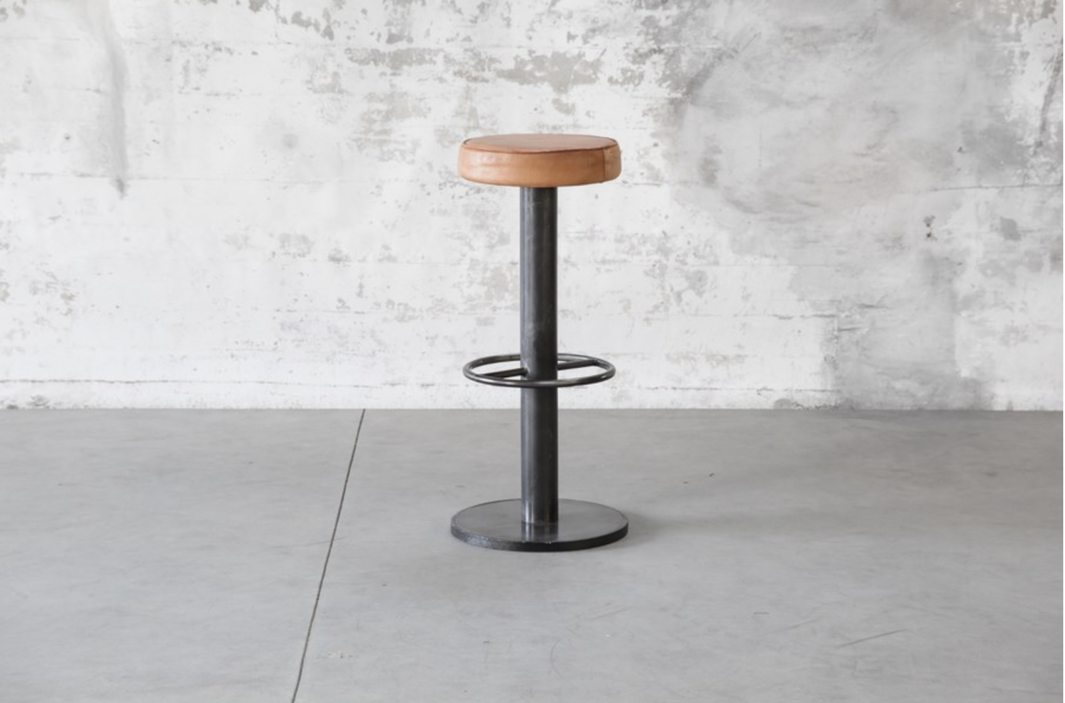 Steel and Leather Bar Stool