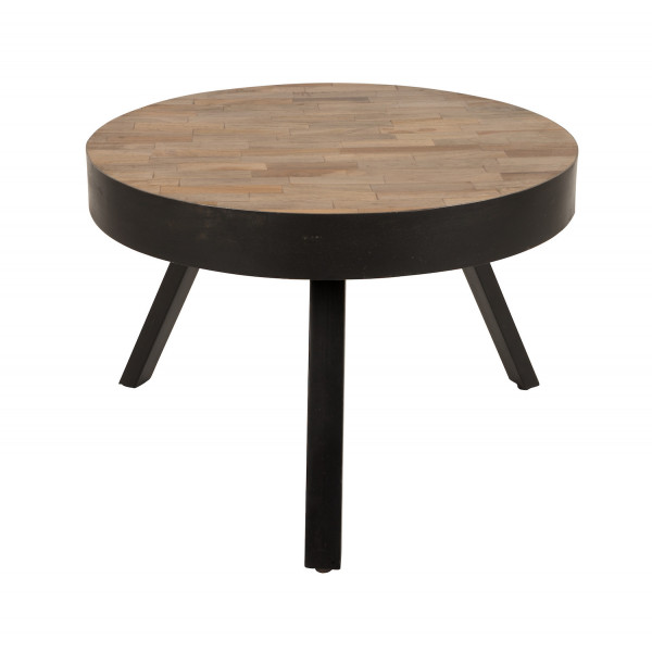 Low round wooden table