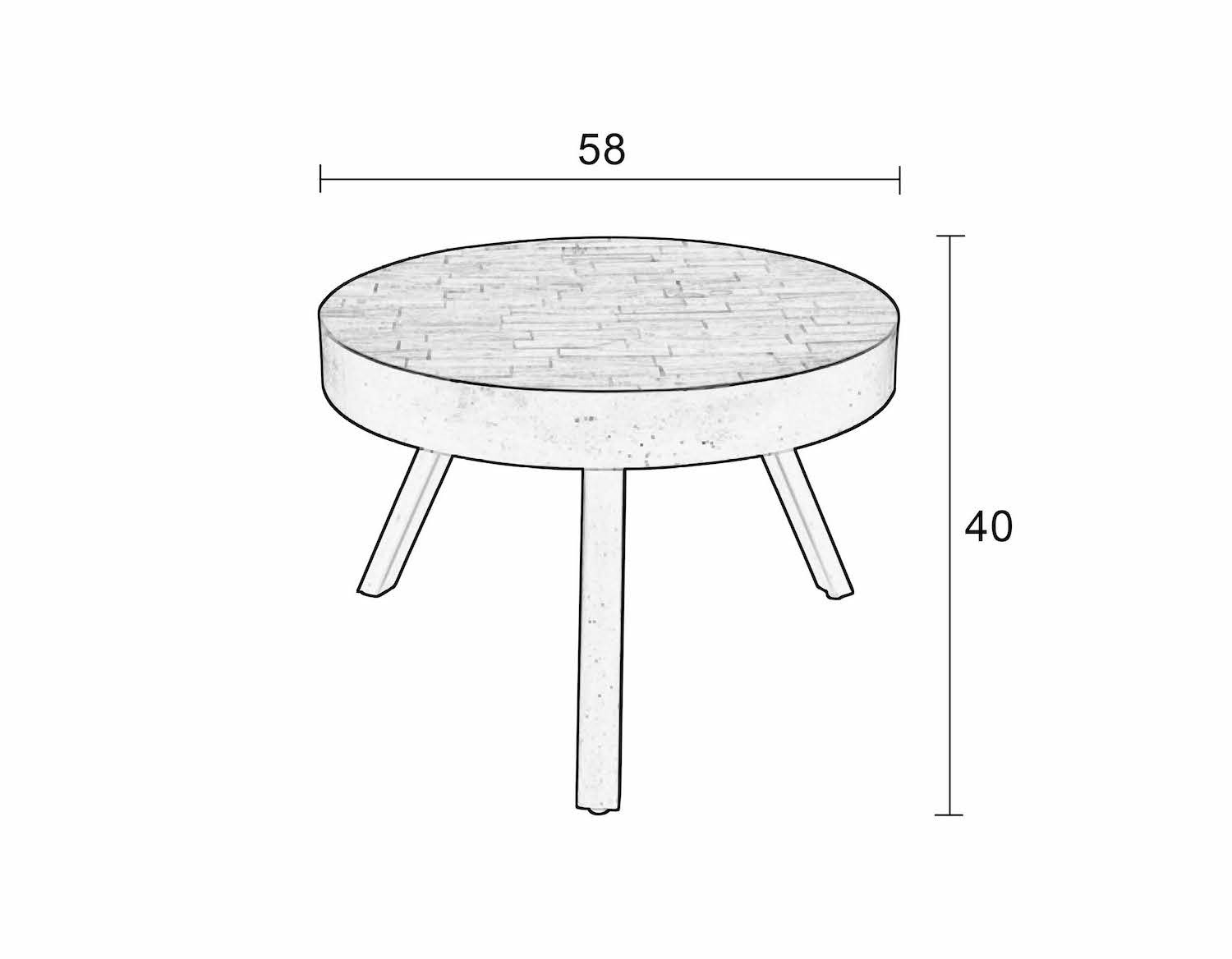 Low round wooden table