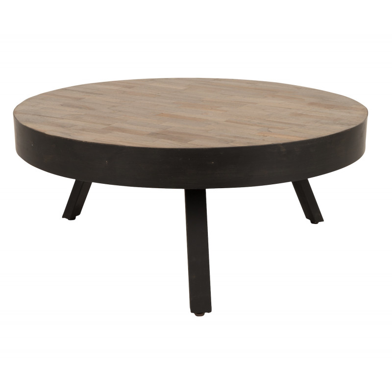 Low round wooden table