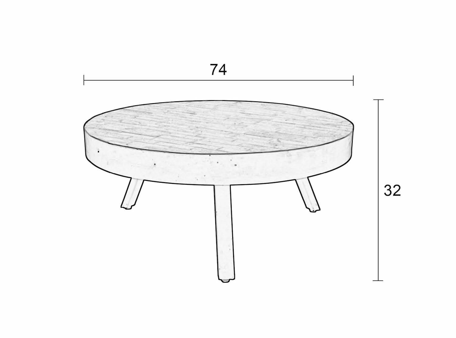 Low round wooden table