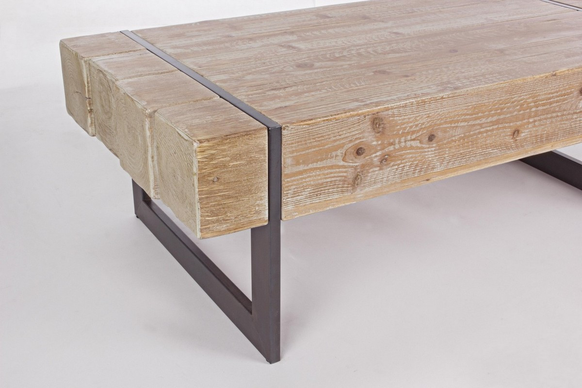 Mesa de centro con vigas de madera de abeto