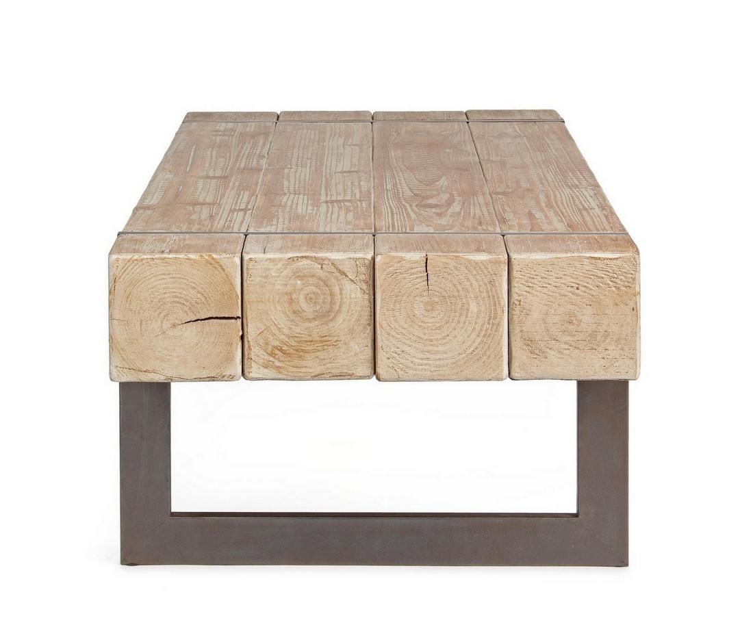 Mesa de centro con vigas de madera de abeto