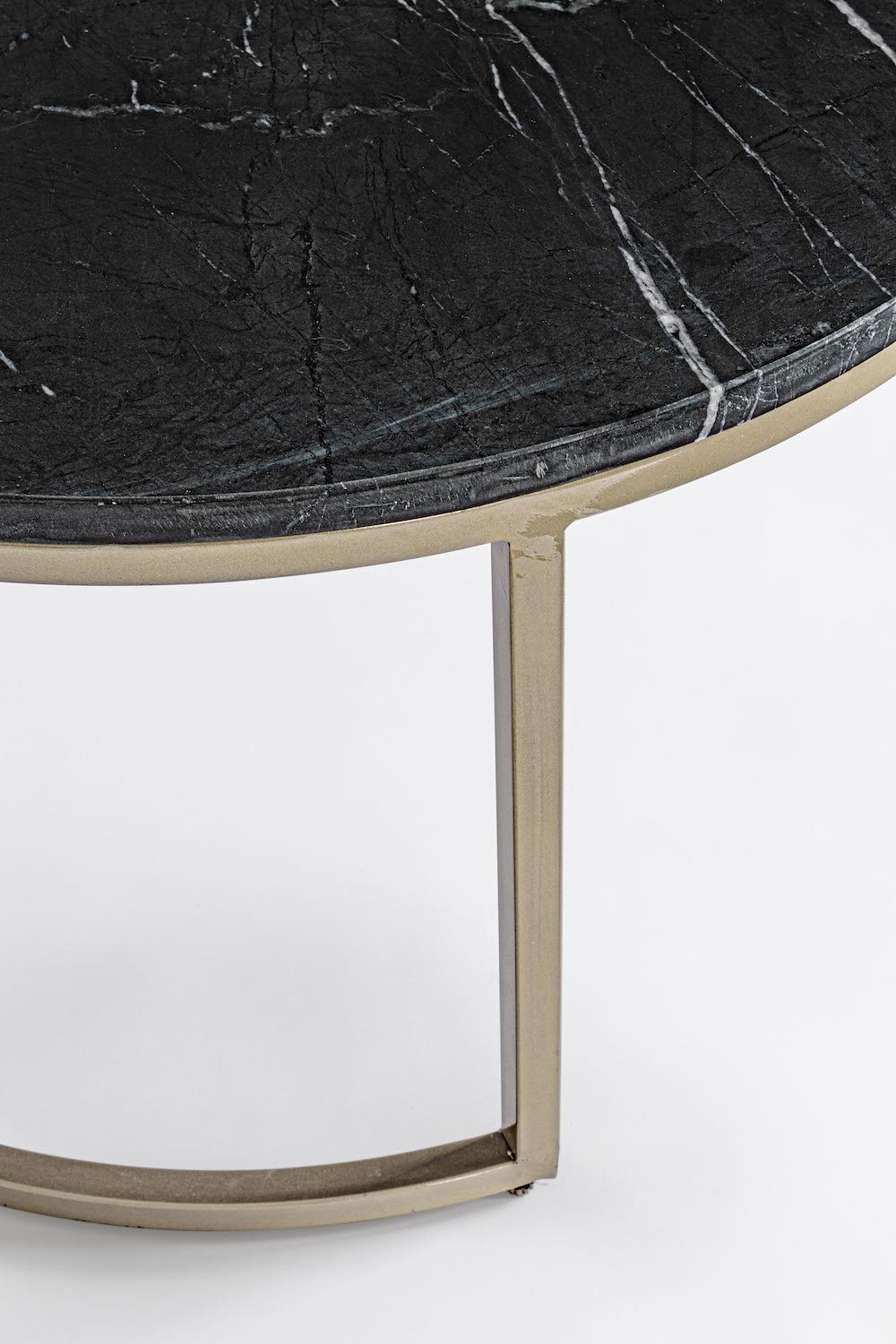 MARBLE - Set de 2 tables rondes en acier et marbre noir