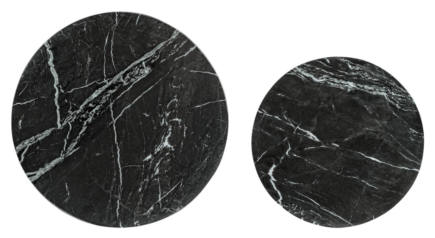 MARBLE - Set aus 2 runden Tischen aus Stahl und schwarzem Marmor