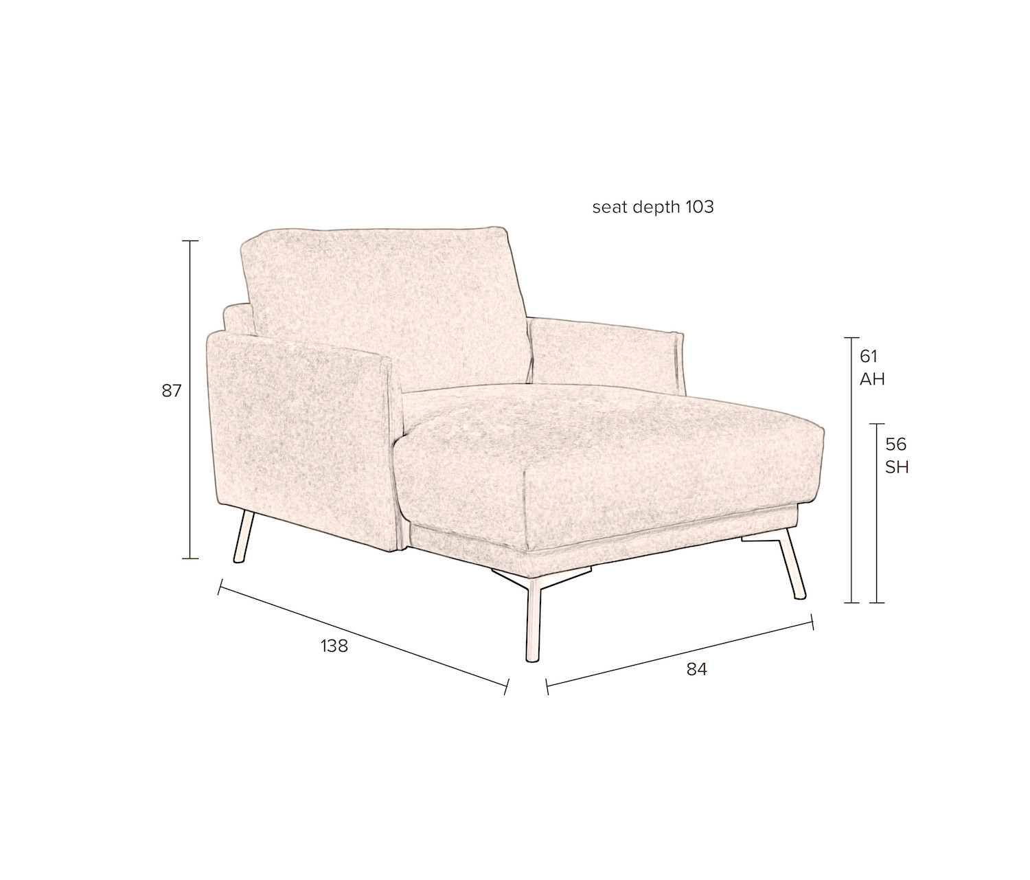 HARPER - Fauteuil lounge en tissu camel