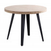 MATIKA - Table de repas extensible ronde bois et acier noir