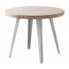 MATIKA - Table repas ronde extensible bois et acier blanc