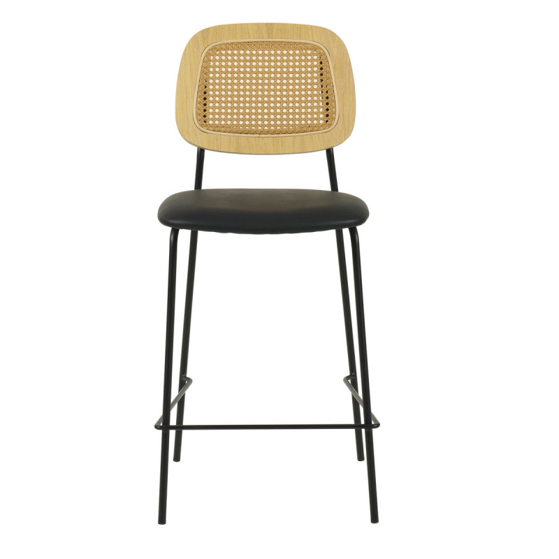 MEMPHIS - Black PU Leather steel and wood bar Chair