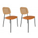 MEMPHIS - Set of 2 orange imitation leather dining chairs