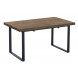 MATIKA - Mesa de comedor extensible de madera oscura y acero negro L180