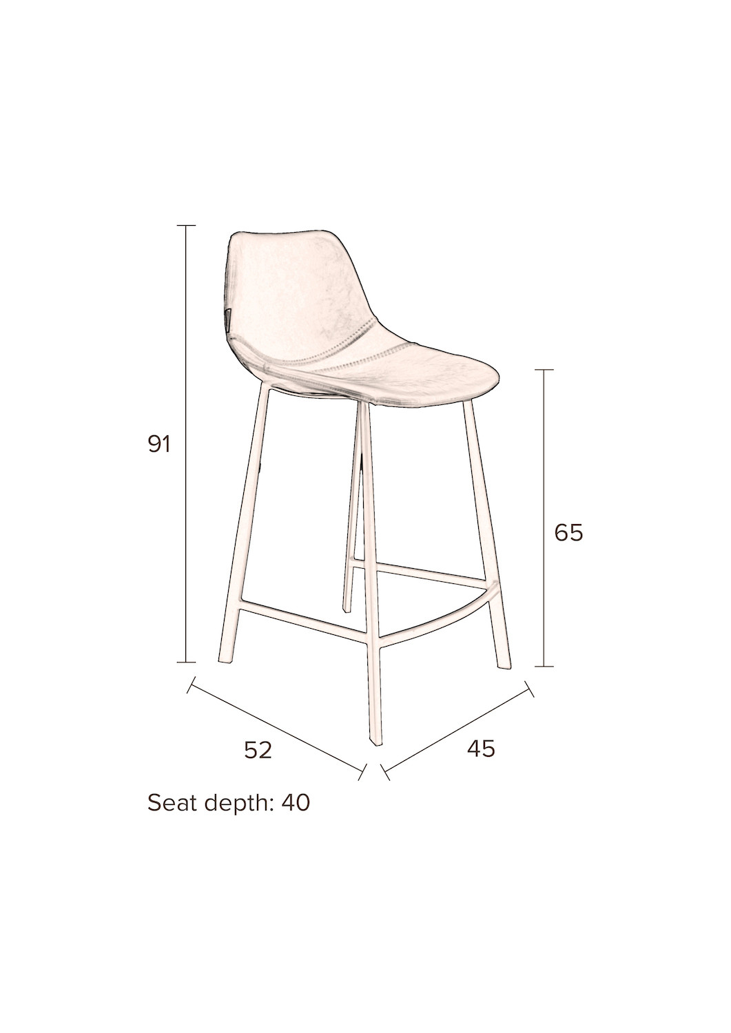 FRANKY 65 - Bar chair black leather look