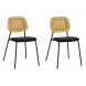 MEMPHIS - Set of 2 Black pu leather and Wood Dining Chair