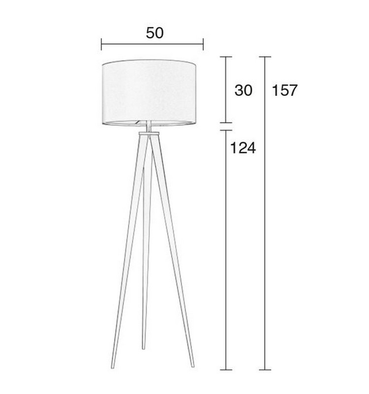 Lámpara de pie trípode blanca - dimensiones